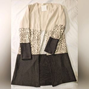 Entro leopard print color block cardigan